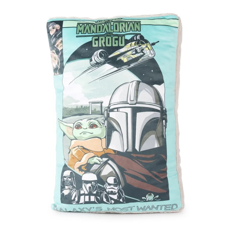Star Wars Mandalorian Comic Book Kids Decorative Shaped Pillow, Blue, Disney, 12" x 18" | Walmart (US)