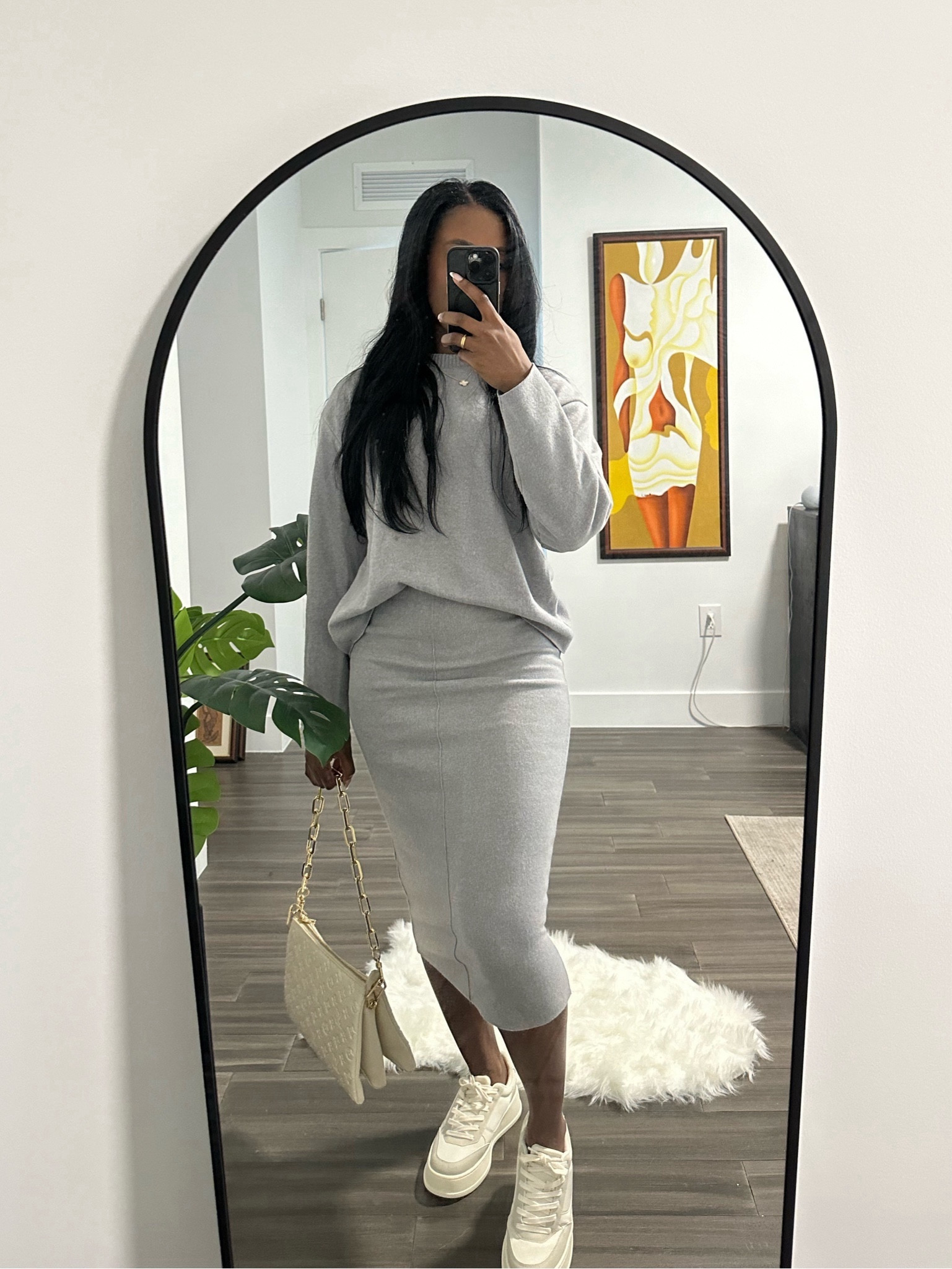 Grey comfortable skirt set with white sneakers. Business casual! 


#LTKfindsunder100 #LTKitbag #LTKworkwear