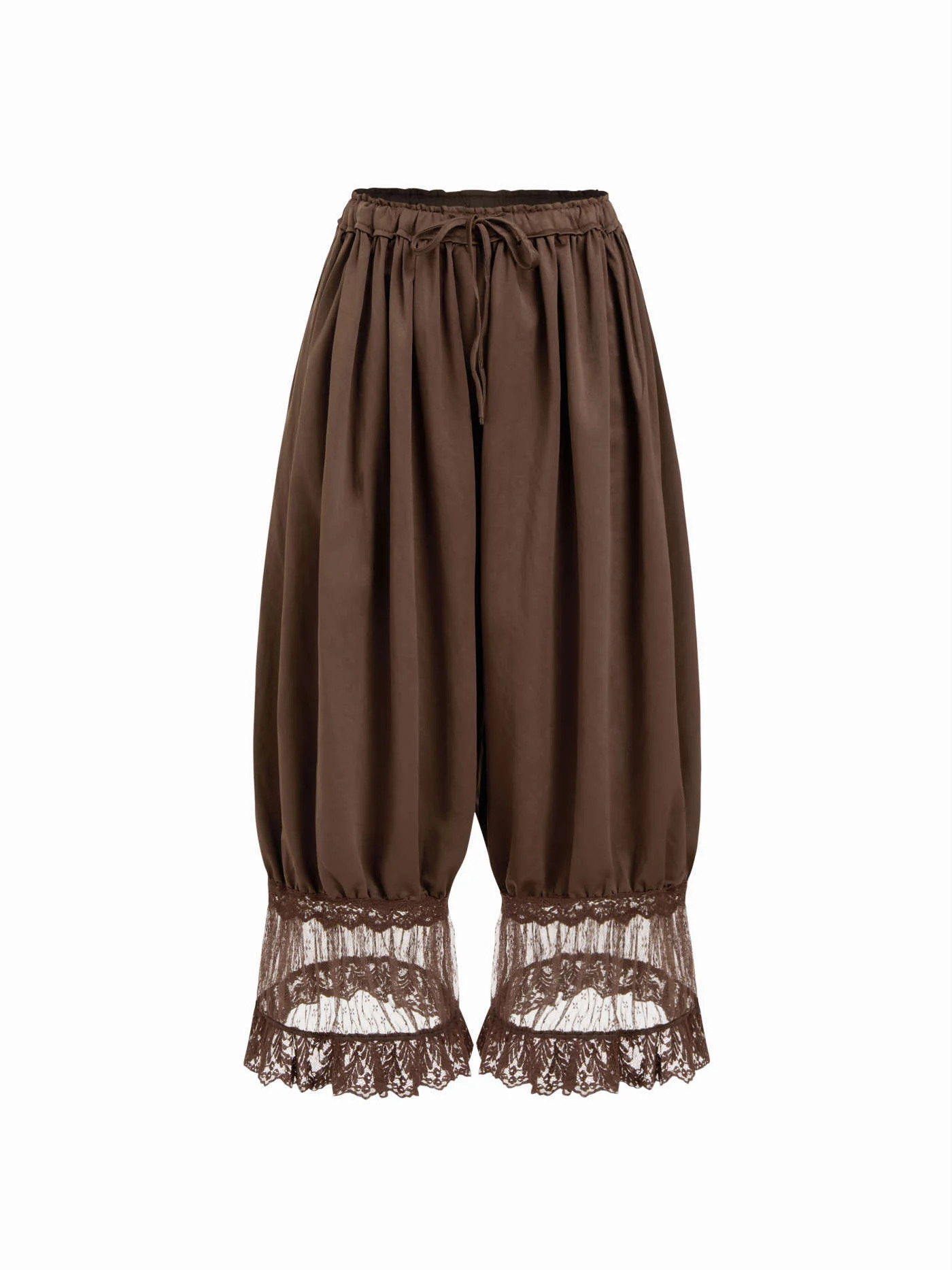 Mid Rise Lace Patched Drawstring Cropped Bloomer Pants | Cider