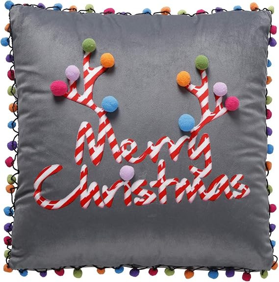 GRANDDECO Christmas Pillow Covers with Print and Embroidered Colorful Ball Crafts Xmas Decorative... | Amazon (US)