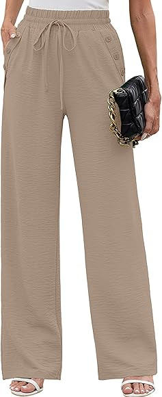 Heymoments Women's Wide Leg Lounge Pants Lightweight High Waisted Adjustable Tie Knot Loose Fit T... | Amazon (US)