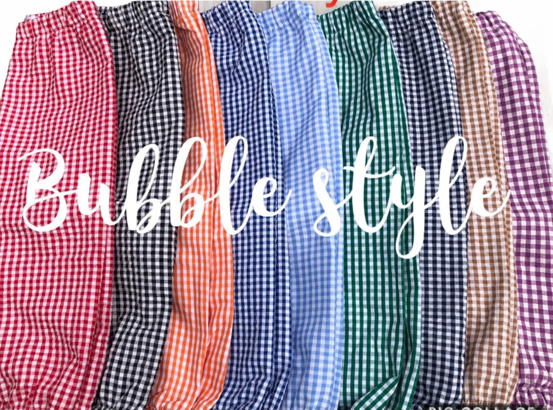 GINGHAM BUBBLE Fully LINED pants -6m, 9m, 12m, 18m, 2t, 3t, 4t, 5t Red, Navy, Light Khaki, Light ... | Etsy (US)