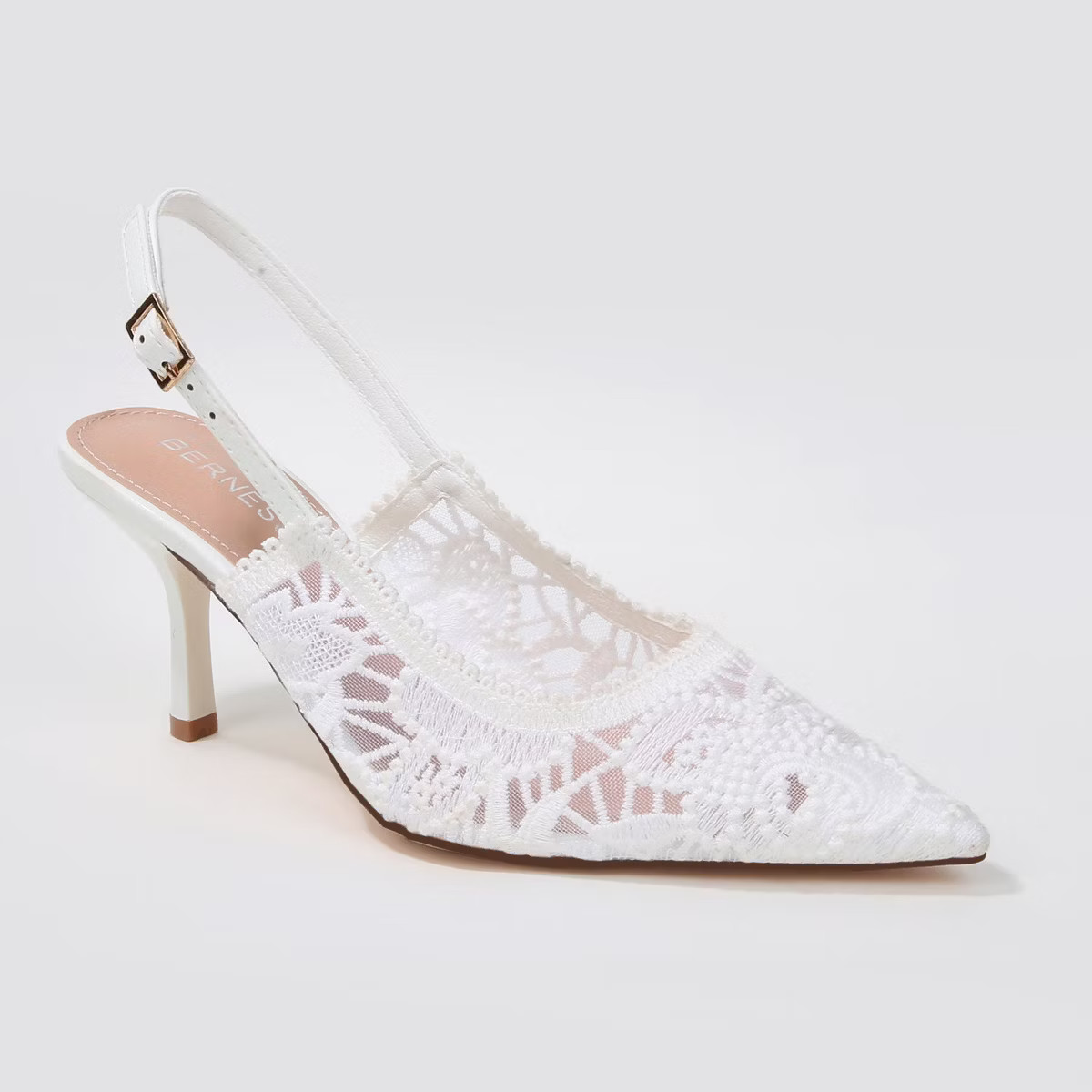 Berness Women's Hertha Lace Pointed Toe Slingback Heels Beige 6.5 | Target