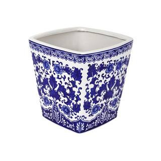 Claybarn USA Euro Ceramica ClayBarn Blue and White Camelia Ceramic Garden Planter BGN-86-32055 - ... | The Home Depot