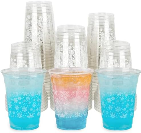 Snowflakes Plastic Cups Christmas Snowflake Disposable Party Cup Winter Holiday 12oz Clear Cups f... | Amazon (CA)
