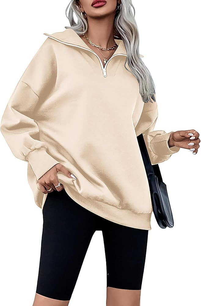 Zeagoo Women Casual Zip Up Hoodies Quarter Zip Stand Collar Pullovers Fleece Workout Hoodie Y2K C... | Amazon (US)