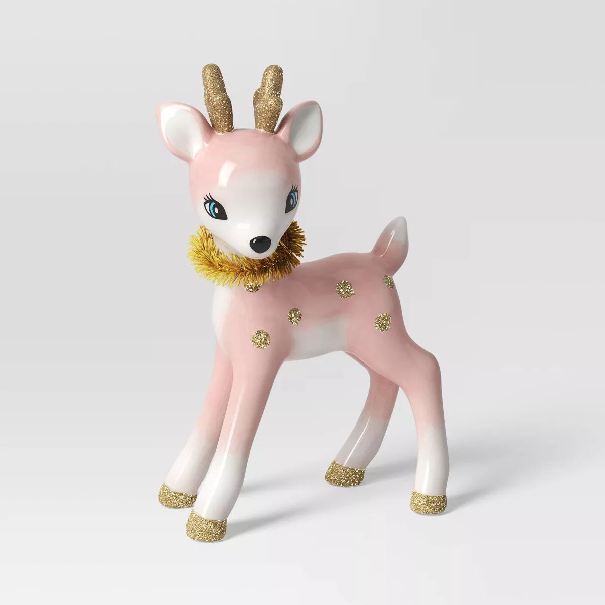 7.75" Retro Ceramic Standing Reindeer Animal Christmas Figurine - Wondershop™ Pink | Target