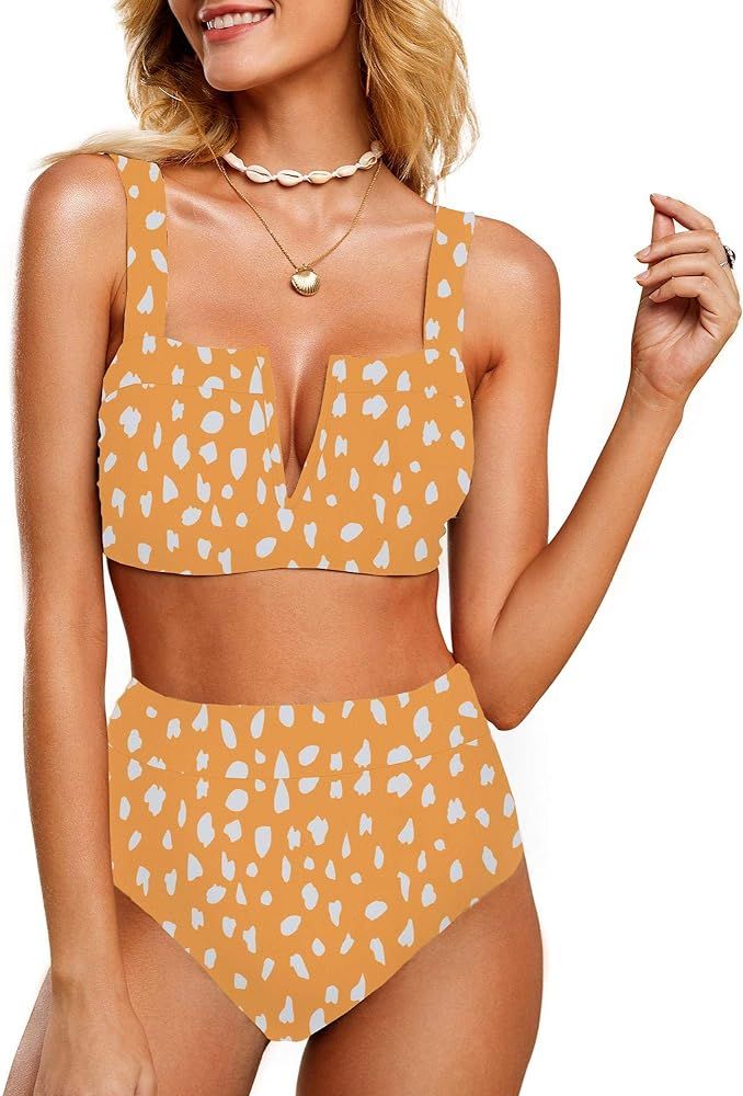 Tutorutor Womens High Waisted Cheetah Leopard Swimsuits Bikini Sexy Padded Push Up Animal Printed... | Amazon (US)