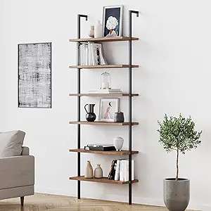 Nathan James Theo 6-Shelf Tall Bookcase, Wall Mount Bookshelf with Reclaimed Wood and Industrial ... | Amazon (US)