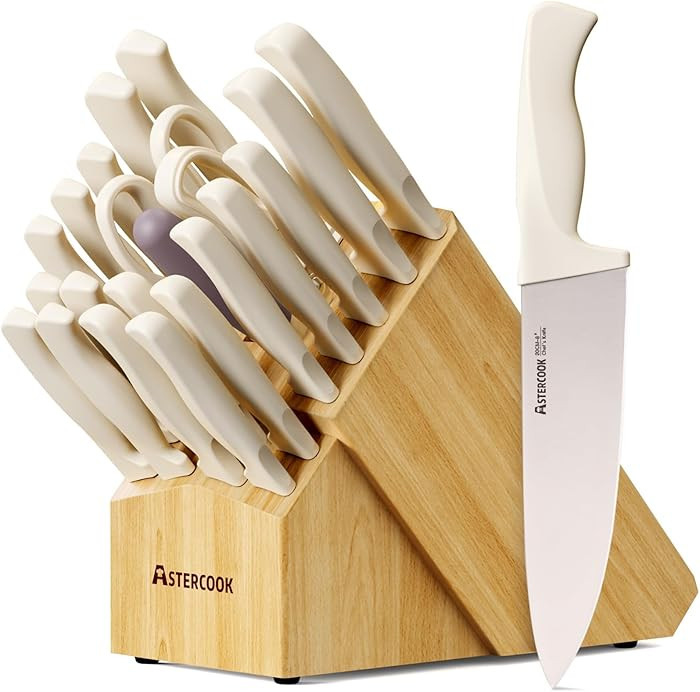 Knife Set, Astercook 22-Piece Kitchen Knife Set with Block & Built-in Sharpener, Ultra-Sharp High... | Amazon (US)