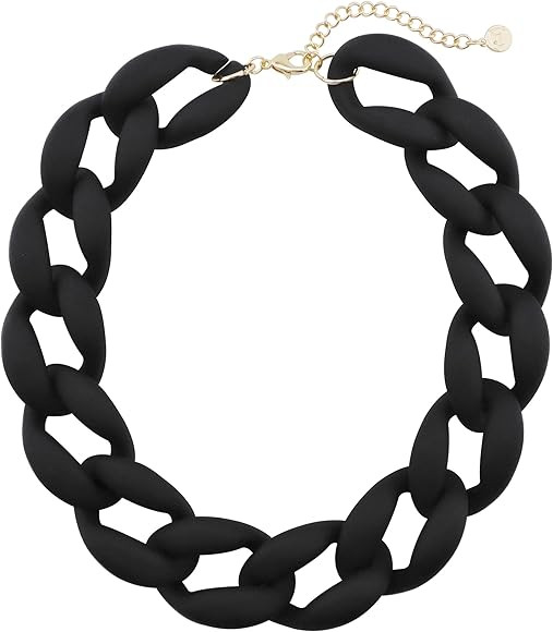 Firstmeet Chunky Acrylic Necklace Smooth Chain Link Cool Statement Choker Cuban Style Jewelry Gif... | Amazon (US)