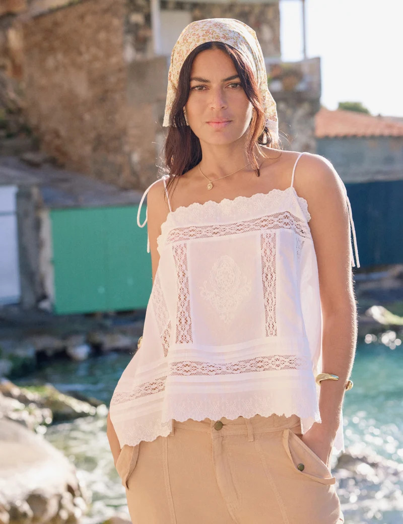 White Broderie Anglaise Tie Back Cami | Nobody's Child