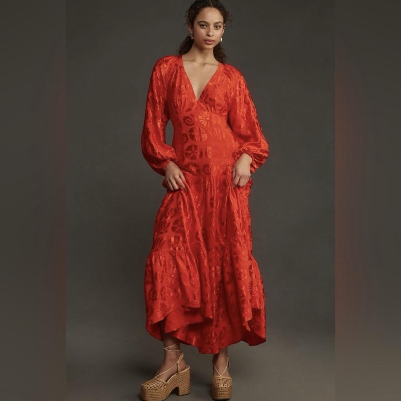Farm Rio Women's Maxi Dress - Red - S | Depop US