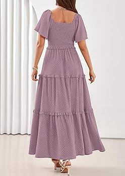 PRETTYGARDEN Summer Dresses for Women 2026 Boho Swiss Dot Smocked Square Neck Short Sleeve Spring... | Amazon (US)
