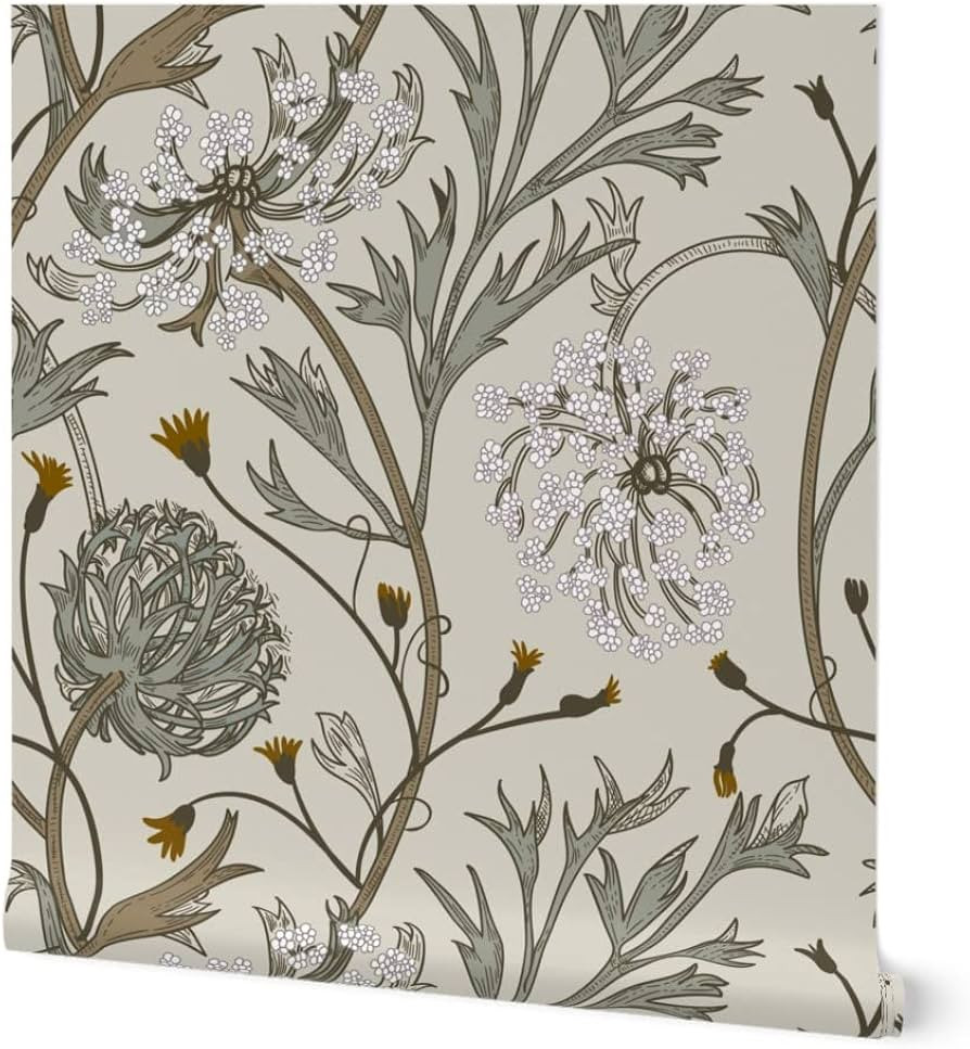 Spoonflower Muted Floral Peel and Stick Removable Wallpaper | Amazon (US)
