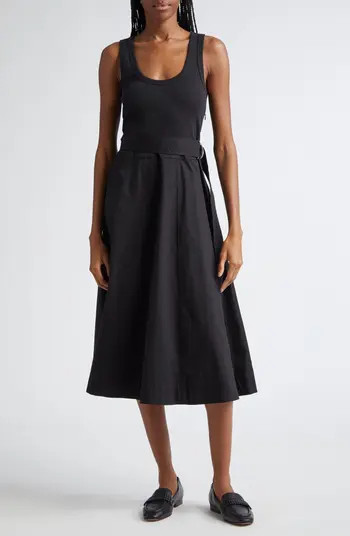 Ennis Mixed Media Stretch Cotton Midi DressVeronica Beard | Nordstrom