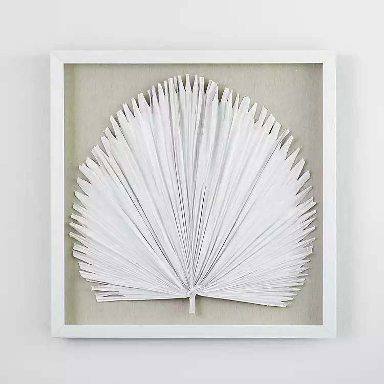 New! White Palm Leaf Shadowbox Framed Wall Plaque | Kirkland's Home