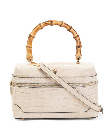 Leather Crocodile Vanity Case, Leather/Gold | TJ Maxx