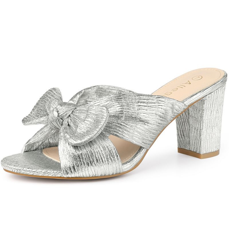 Allegra K Women's Slip on Bow Chunky Heel Slide Sandals | Target