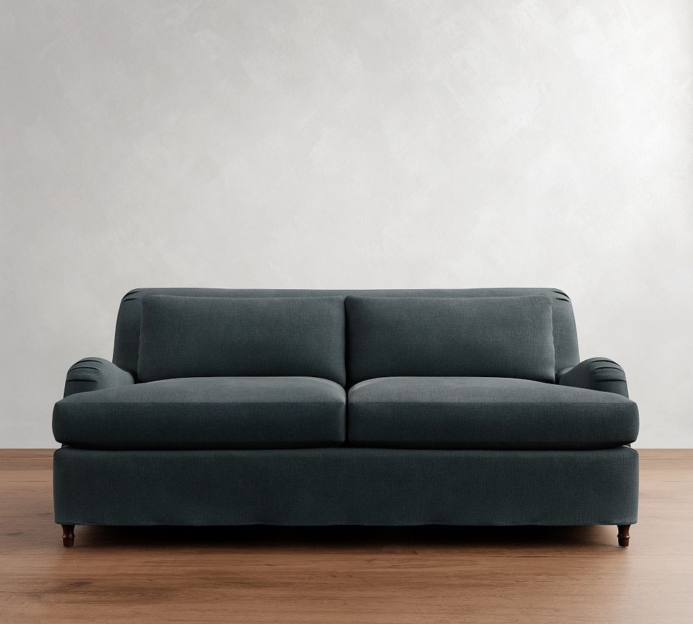Carlisle English Arm Slipcovered Sofa 80", Polyester Wrapped Cushions, Rustic Chenille Slate | Pottery Barn (US)