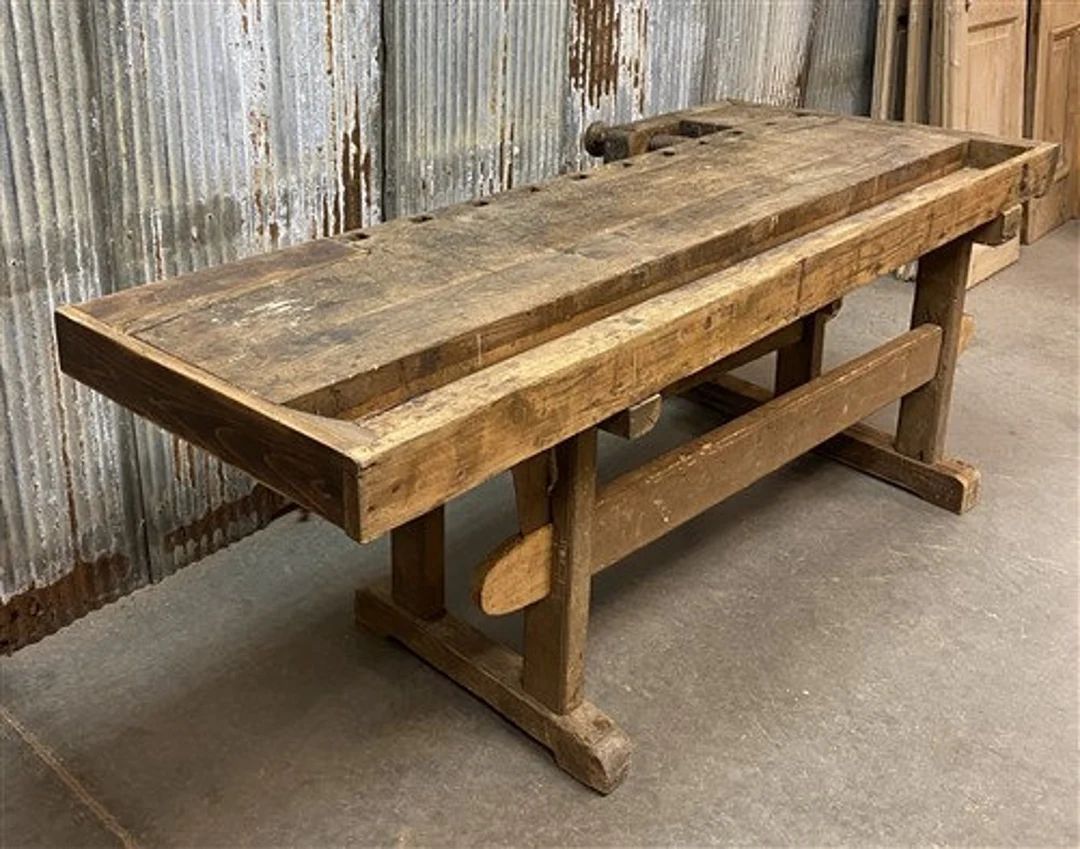 Vintage Rustic Work table, Carpenter's Workbench, Woodworking Console Table, E, Workbench, Woodwo... | Etsy (US)