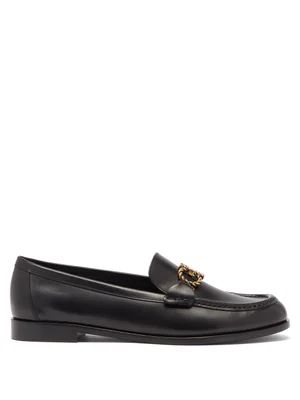 Gancini chain flat leather loafers | Matches (US)