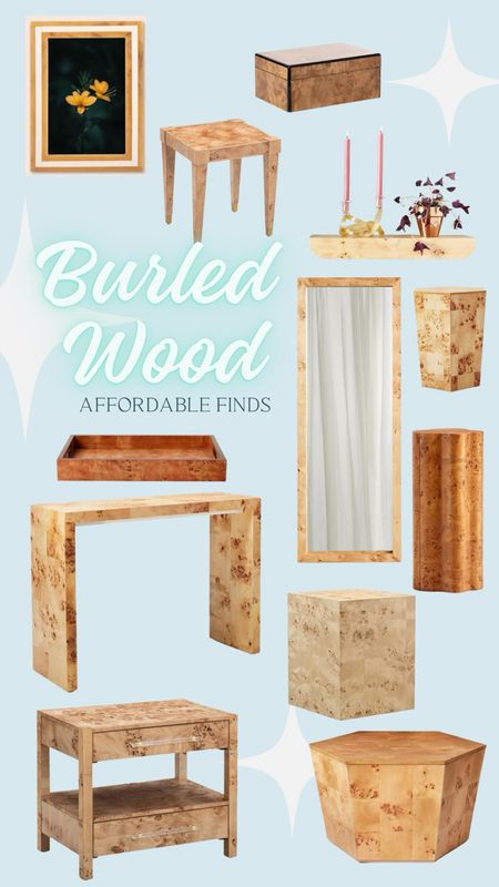 ✨Burled Wood isn’t just for grandmillenial lovers & traditional design

🤍it can be blended into so many types of modern design 

✨ if you’re a luxe, glam, eclectic, or exotic wood lover than give Burl wood a try in your home! 

🤍also no need to worry mama bears- burled wood is super durable by nature, it’s very hard, so it’s also family friendly 

🏡 All of items are under $400! & a few are on sale and tend to sell out… grab them before they’re gone 

✌️ happy shopping & saving home-lovers 

💖Kelly 

#LTKhome #LTKfamily #LTKsalealert