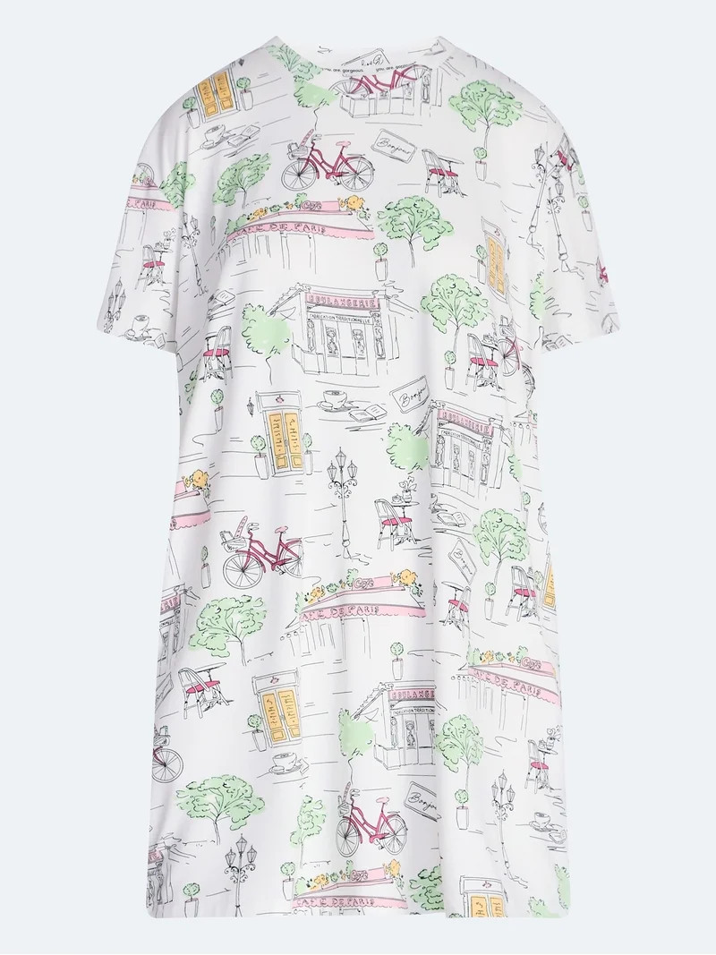 Joyspun Women\u2019s Dreamy Soft Collection Short Sleeve Sleep Shirt, Sizes S/M to 2X/3X | Walmart (US)