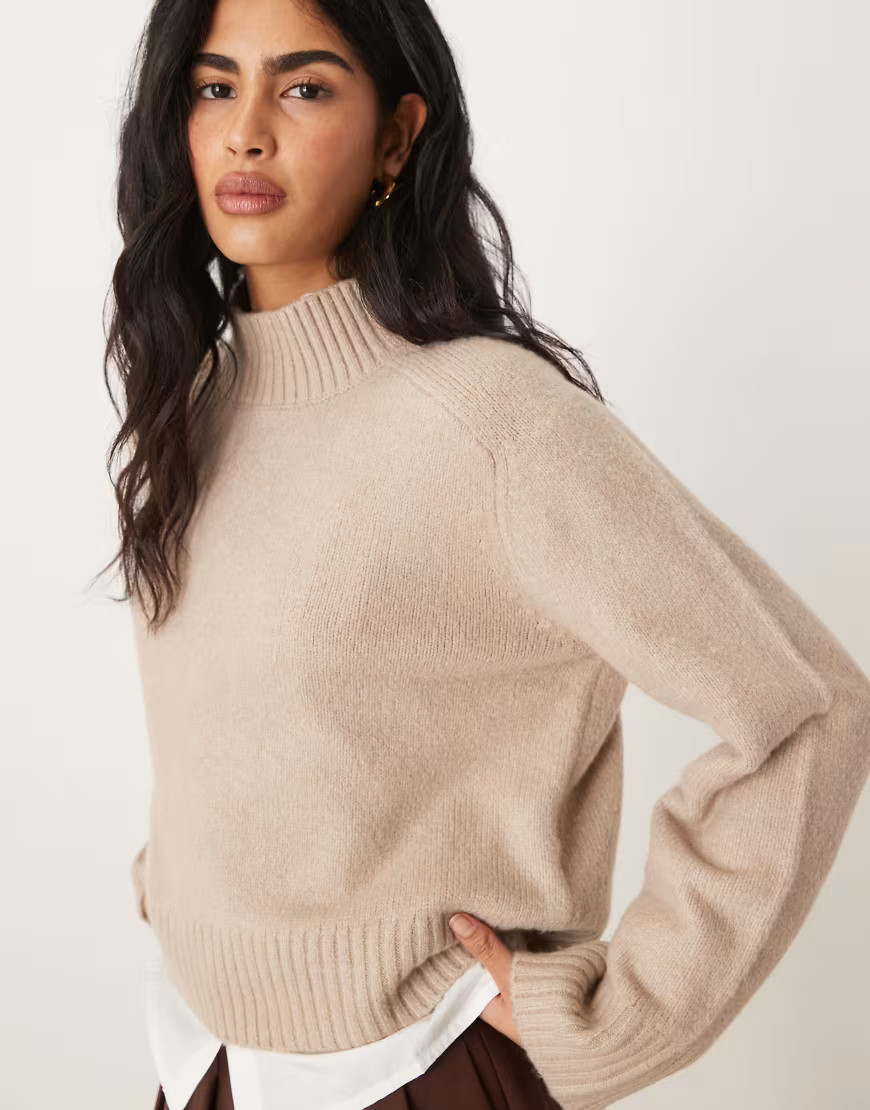 Abercrombie & Fitch funnel neck jumper in cream-White | ASOS (Global)