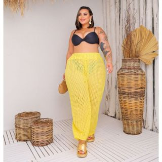 SAIDA DE PRAIA  CALÇA PISCINA PASSEIO PLUS SIZE AJUSTE NA CINTURA LANÇAMENTO 2023/2024 | Shopee (BR)