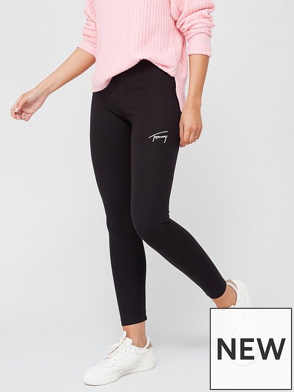 Tommy Jeans Tommy Signature Legging - Black | Very (UK)