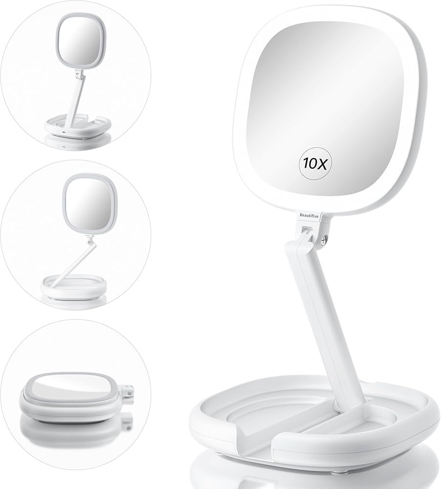 6.3” Makeup Mirror with Light and Magnification, 10X/1X Light Up Makeup Mirror Lighted Make Up ... | Amazon (US)