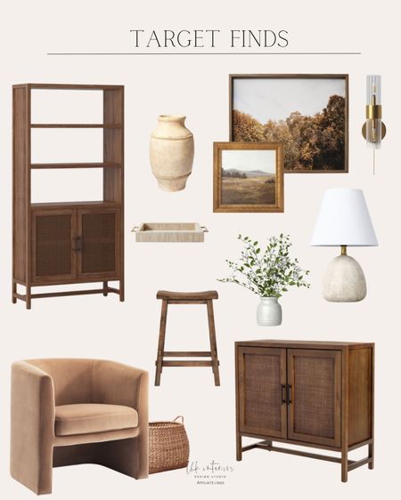 Target Finds 
Vernon upholstered barrel accent chair / faux wood table lamp / linen tray / golden forest wall art / small terracotta vase / woven basket with handles / artificial floral arrangement / prairie land framed canvas / wood counter height stool / ribbed glass sconce / Warwick storage bookcase / Warwick 2 door cabinet wood counter stool 

#LTKfindsunder50 #LTKhome #LTKsalealert