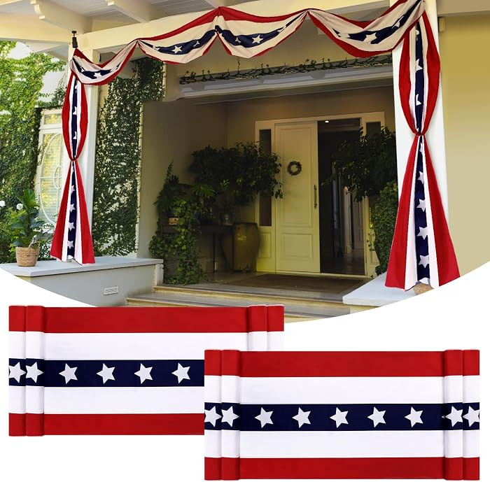 Remagr 2 Pack 2.5 x 20 ft 4th of July Decorations Large Patriotic Flag Bunting 250th Anniversary ... | Amazon (US)