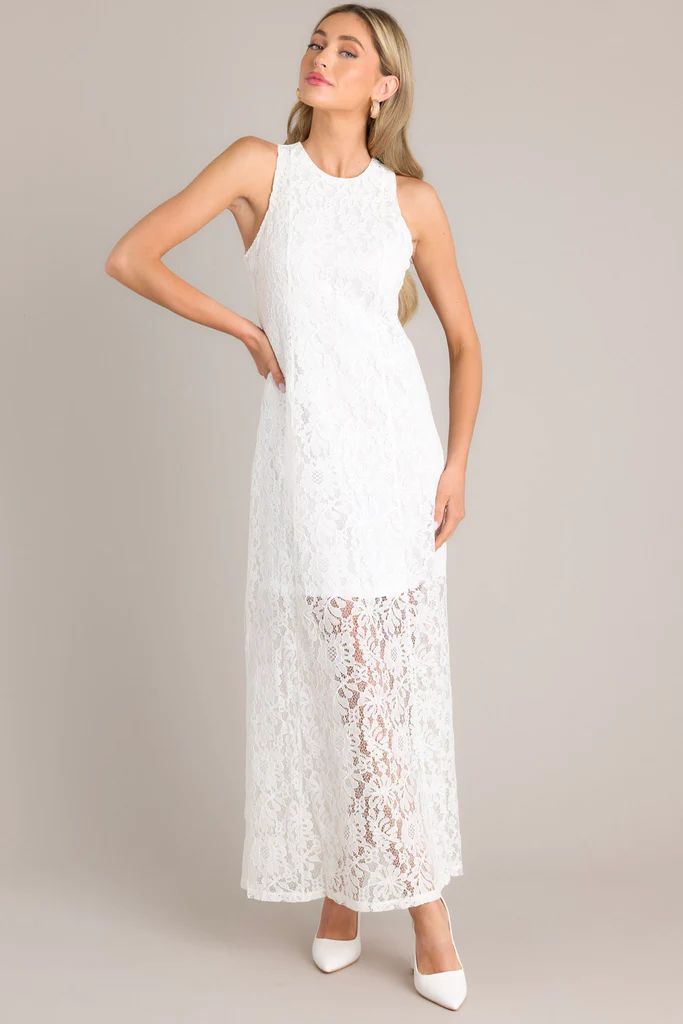 Irresistible Charm White Lace Maxi Dress | Red Dress