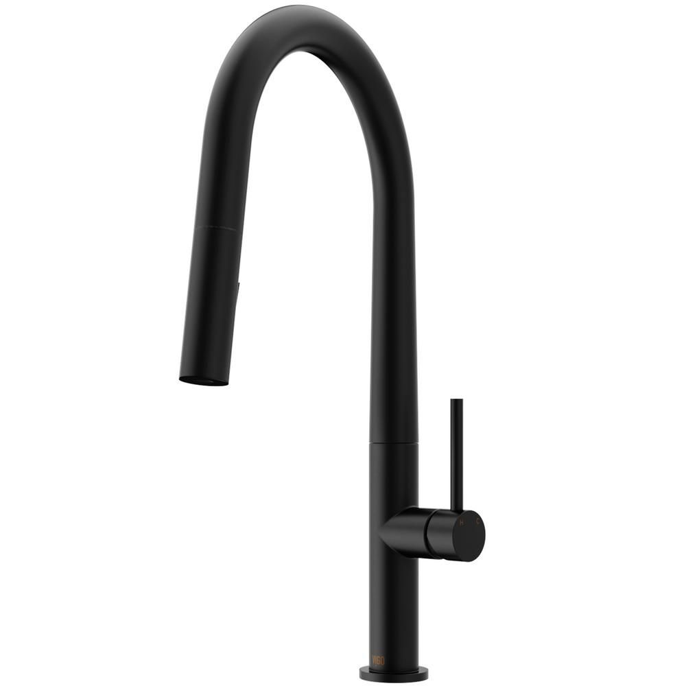 Greenwich Single-Handle Pull-Down Sprayer Kitchen Faucet in Matte Black | The Home Depot