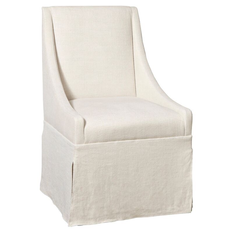 Towsend Skirted Armchair, Ivory Linen | One Kings Lane