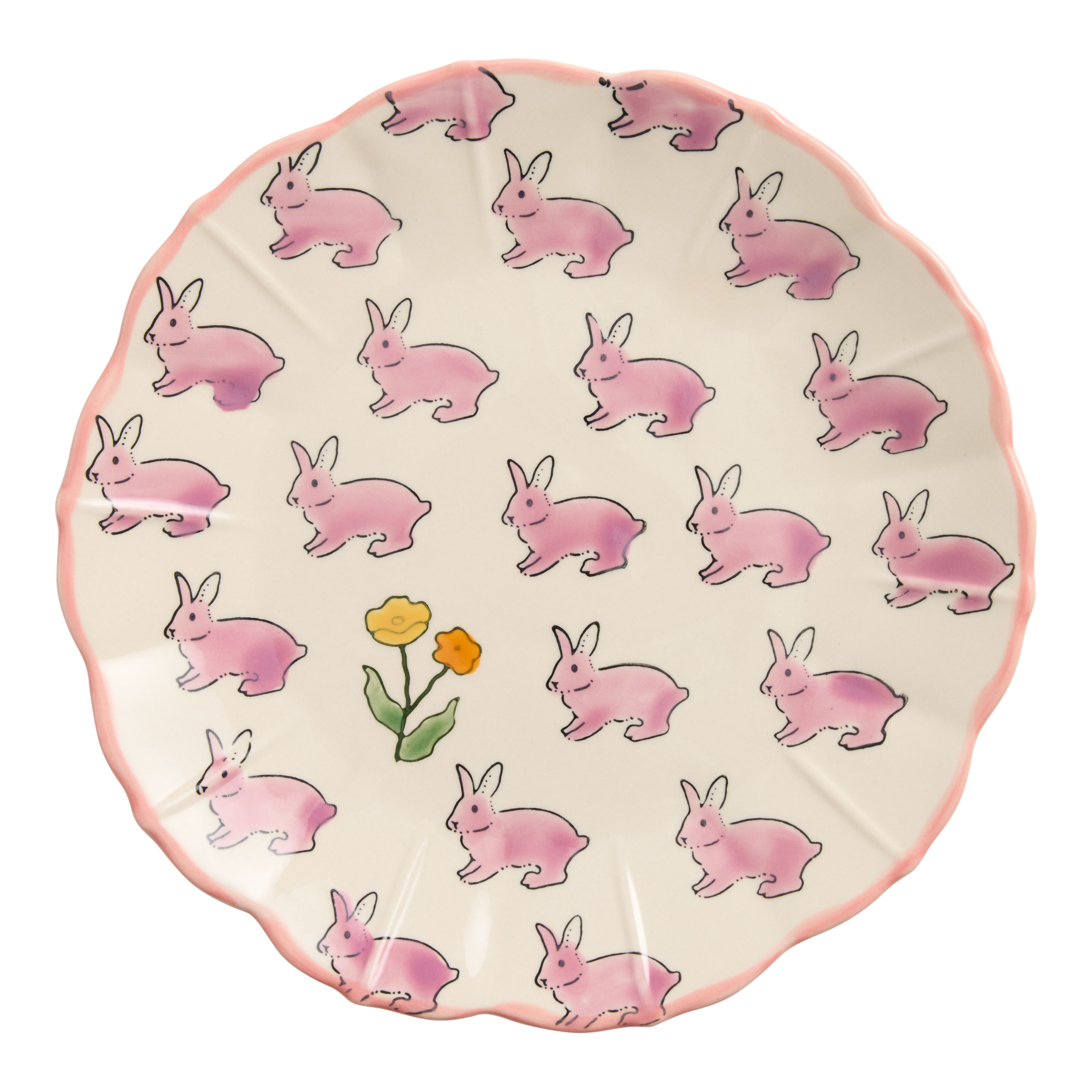 Flora Hand Painted Flower and Bunny Salad Plate | World Market