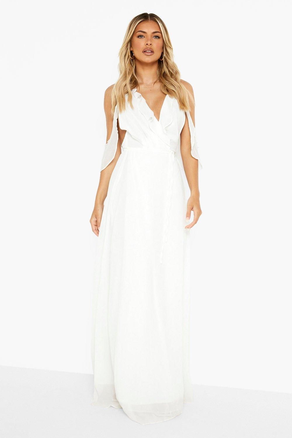 Boutique Chiffon Frill Wrap Maxi Dress | Boohoo.com (US & CA)