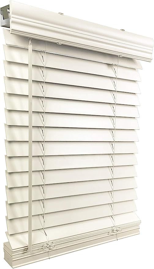 US Window And Floor 2" Faux Wood 22.125" W x 36" H, Inside Mount Cordless Blinds, 22.125 x 36, Wh... | Amazon (US)