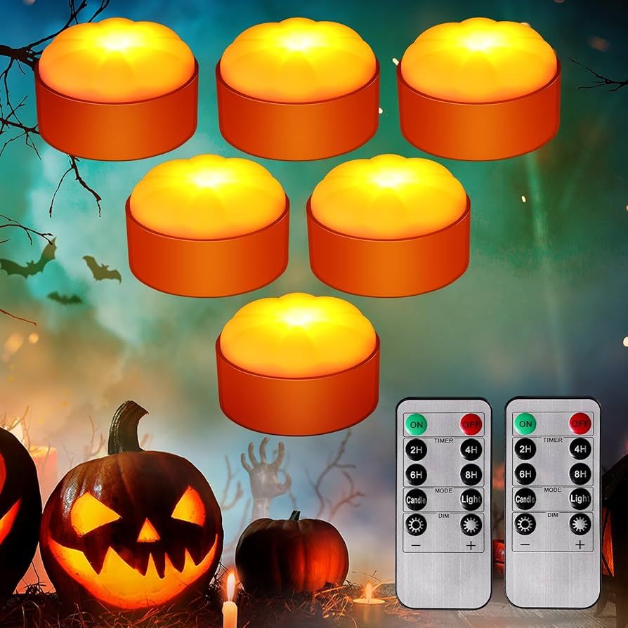 Riakrum 6 Pack Halloween Jack O Lantern Light Pumpkin Lights Battery Operated Led Pumpkin Lights ... | Amazon (US)