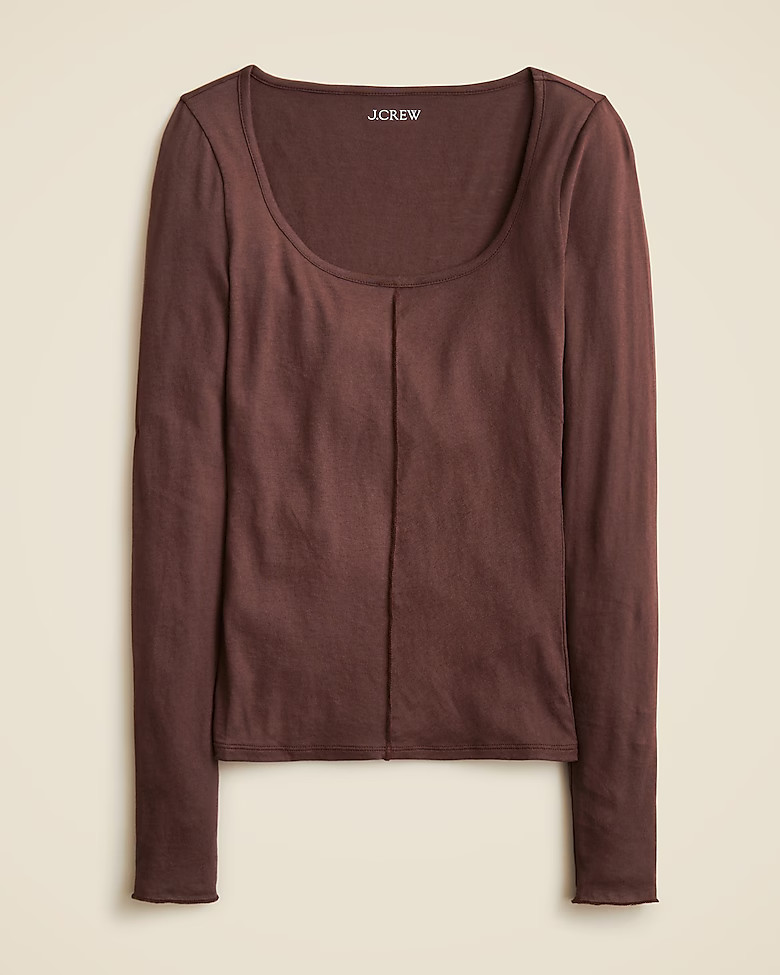 Tissue crepe long-sleeve scoopneck T-shirt | J. Crew US