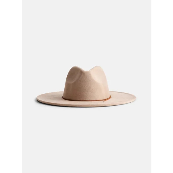 Scenario Women's Faux Suede Fedora with Mix Media Band, Light Tan | Walmart (US)