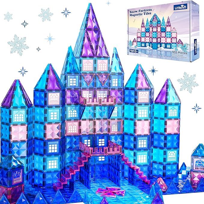 102pcs Frozen Princess Castle Magnetic Tiles Building Blocks - 3D Diamond Blocks, STEM Educationa... | Amazon (US)