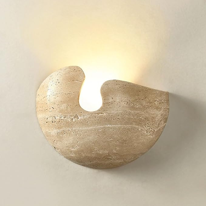 Vintage Travertine Wall Lighting Natural Marble Lampshade Indoor Wall Lamp Simple Design Semi Emb... | Amazon (US)