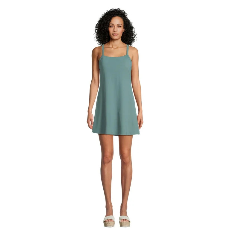 Avia Women's Square-Neck Active Dress with Built-In Shorts, Sizes XS-XXXL | Walmart (US)