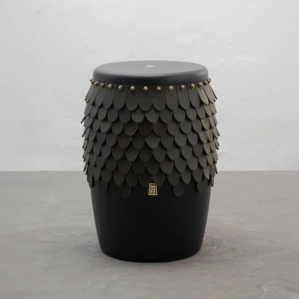 Sitiera_01 Solid Wood Stool, With Cognac Thick Leather Accents, And Aged Bronze By Andean, In Sto... | Perigold