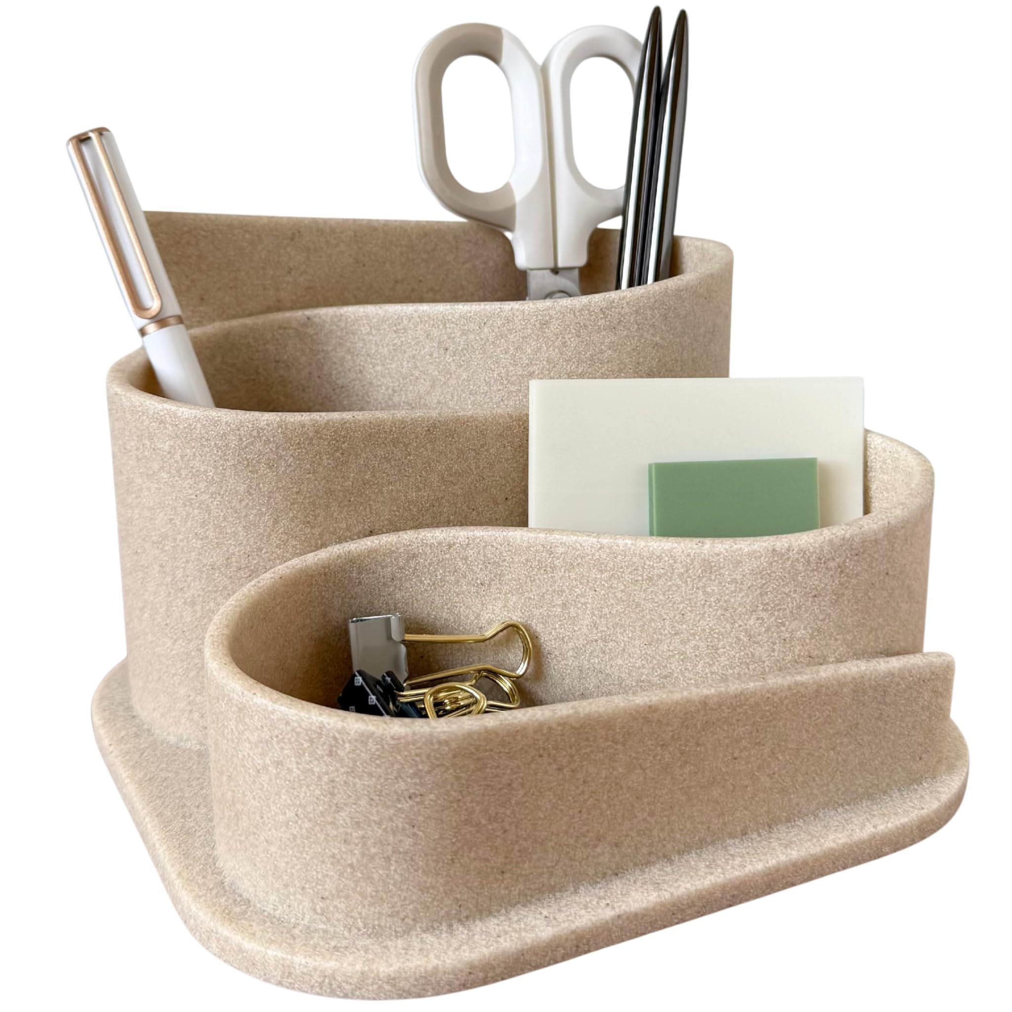 OAKOA Aesthetic Desk Organizer - Aesthetic Office Desk Accessories - Boho Pen Holder - Neutral Be... | Amazon (US)