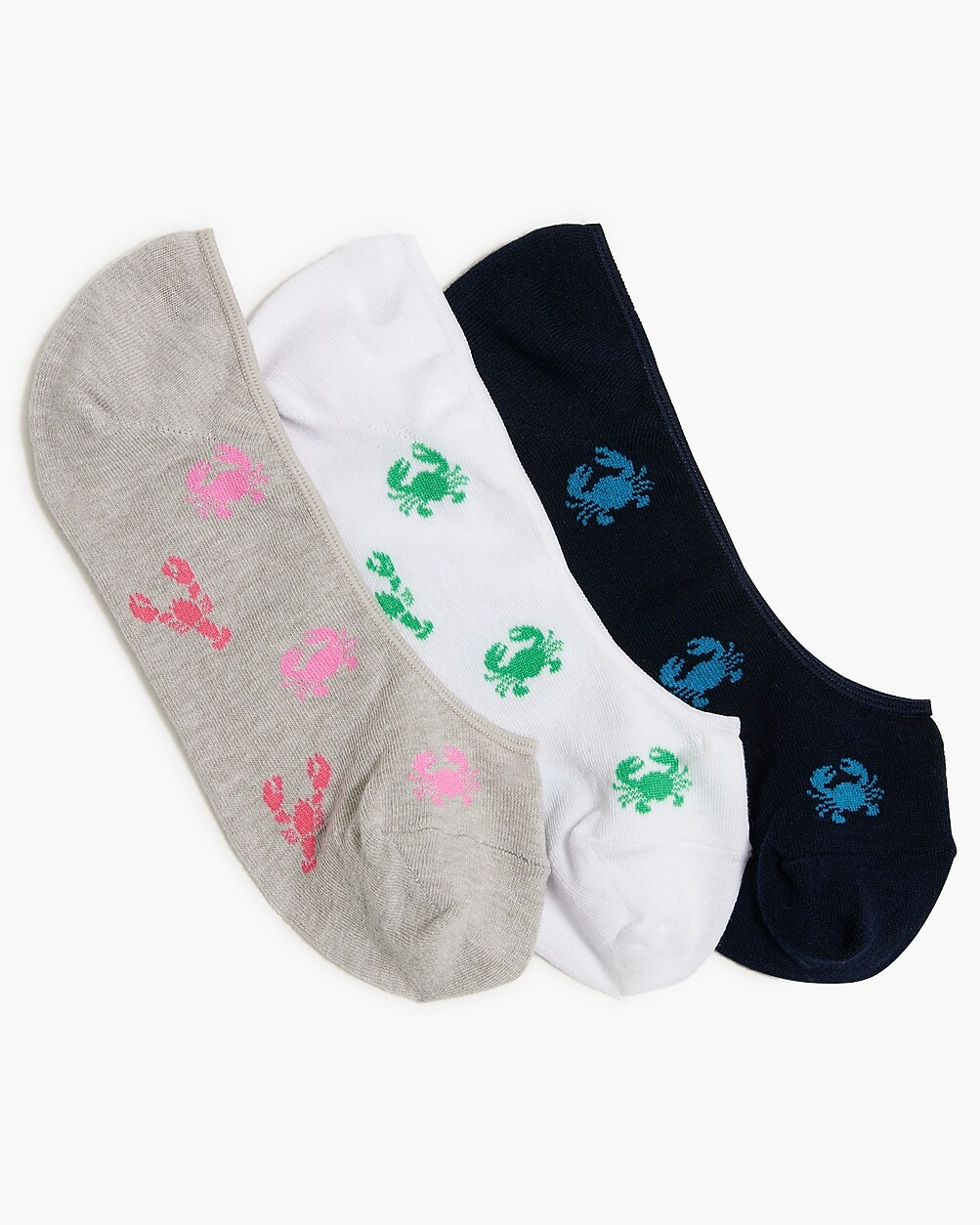 Lobster &amp; crab no-show socks three-pack | J.Crew Factory