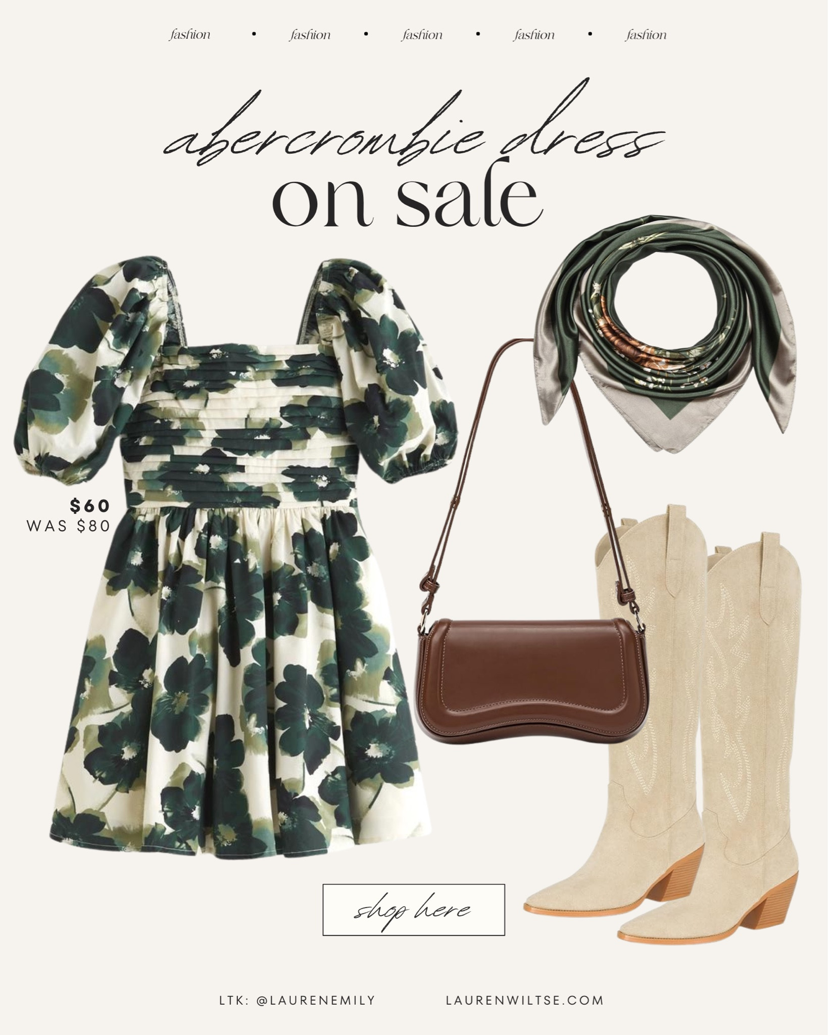 Stylish and Versatile: My Favorite Abercrombie Sundress is currently on sale for just $64 (down from $80)! This is a perfect opportunity to grab a versatile piece that you can wear throughout summer and fall. It comes in three beautiful colors, making it easy to find one that suits your style. Abercronbie's pieces are high quality and always last so long! I have this dress in another pattern and in a long version!
This look is so cute with a pair of cowgirl boots. I love that it is both playful and stylish! I also found an affordable bag + scarf that would so cute tied around your neck, in your hair, or on your bag. The perfect country concert look!

fashion, clothing, Abercrombie, sundress, outfit of the day, outfit idea, on sale, fashion finds, fashion look
